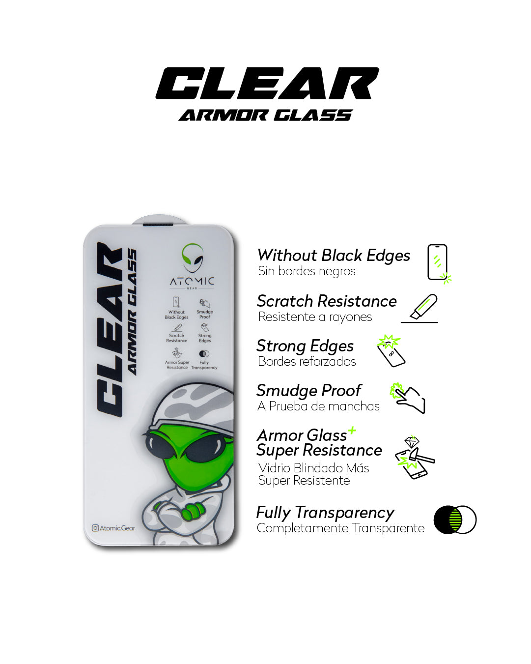 Protector Atomic Clear Glass Blindado